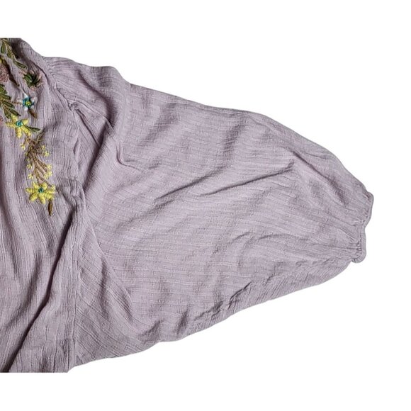Free People Lavender Embroidered Boho Blouse Intricate Floral Needlework - Picture 5 of 8